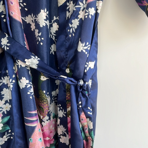 Navy Silky Mini Robe - Size S - Picture 2 of 6